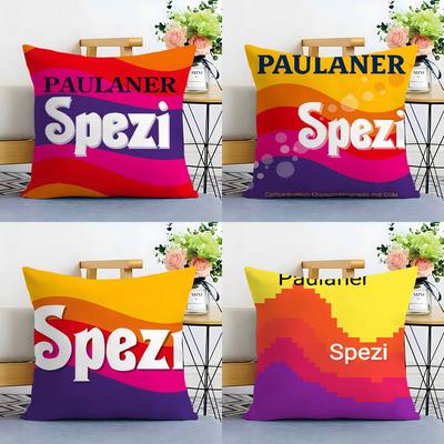 P-Paulaner Spezi Λογότυπο Μαξιλαροθήκη Καναπές Σαλόνι Υπνοδωμάτιο Διπλής Όψης Εκτύπωση Τετράγωνο Μαξιλάρι Μαξιλάρι Ώρας Ξεκούρασης