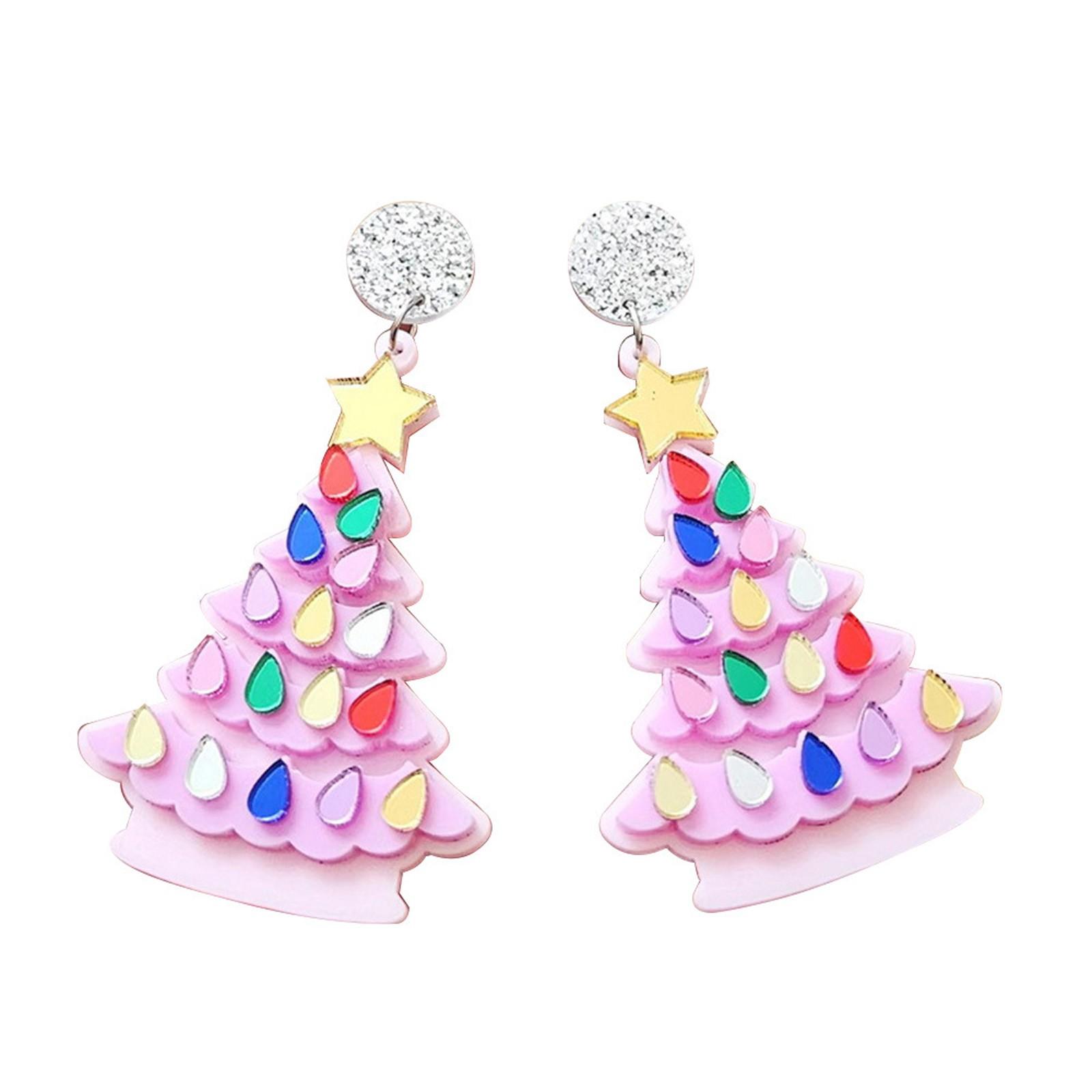 

Рождественские женские серьги Рождественская елка Блестки Звезда Yake One Size розовый