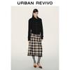 UR2026 Women's Trendy Color-block Plaid Lace Patchwork Skirt