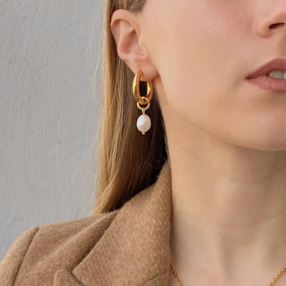 1pair Stainless Steel Classic Pearl Earrings for Women Couples Daily Decoration Party Jewelry Gifts Prevent Allergy