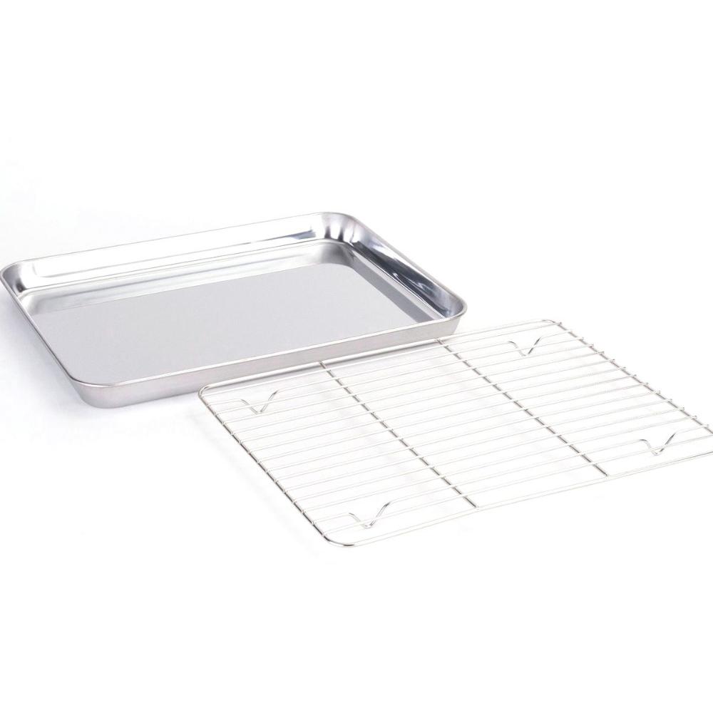 Steel Kitchen Grill Draining Oil Barbecue Sheet Cooling Grid Rack Baking Tray Pan BBQ Plate