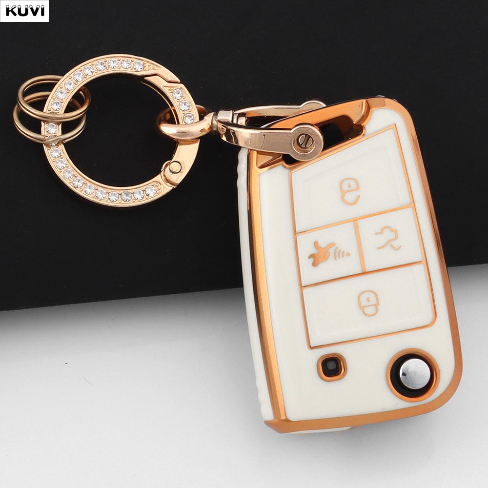 Tpu 3 4 Buttons Car Flip Key Case Cover For Vw Volkswagen Golf 7 Mk7 Tiguan Mk2 For Seat Ateca Leon Fr 2 Ibiza For Skoda Octavia