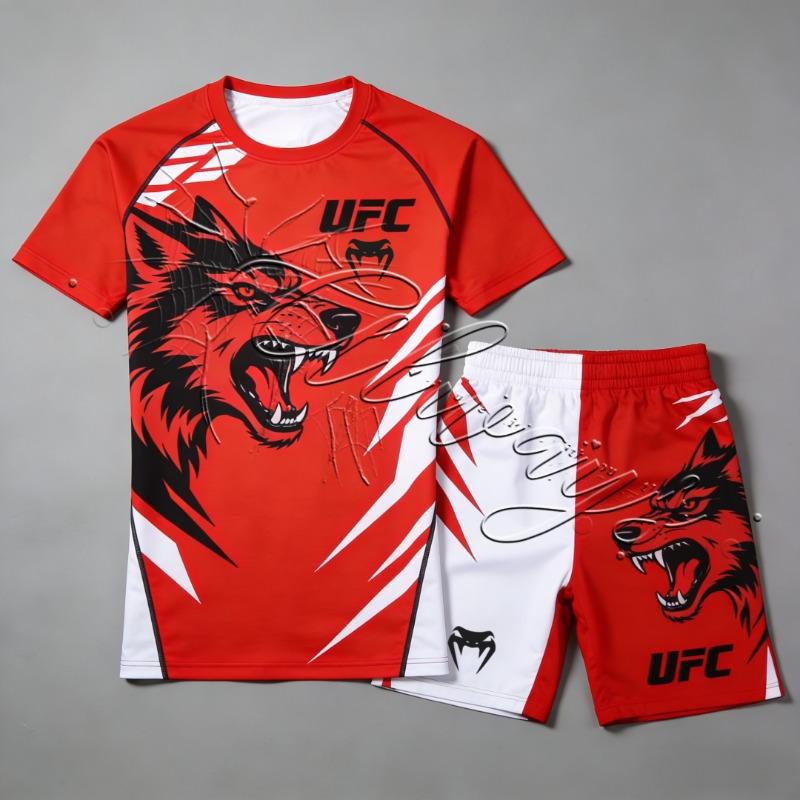 Summer New UFC MMA Sports Fitness Suit for Men and Women Fighting Sanda Boxing Enthusiasts Quick Drying Breathable Set
