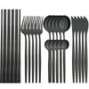 Black Gold Dinner Teaspoon Set Stainless Steel Silverware Table Cutlery Kitchen Sets Knife Spoons Forks Chopsticks Dinnerware Flatware