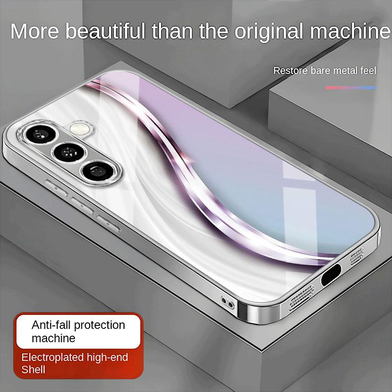 Gradient purple art pattern glass phone case suitable for Samsung Galaxy S26 S25 S24 S23 S22 S21 S20 FE Ultra Plus anti drop