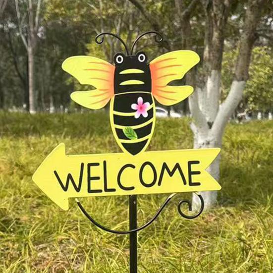 Welcome Sign Yard Stake Fun Animal Designs Garden Stake Cute Bunny Frog Welcome Sign with Stake for Outdoor Front Yard Lawn