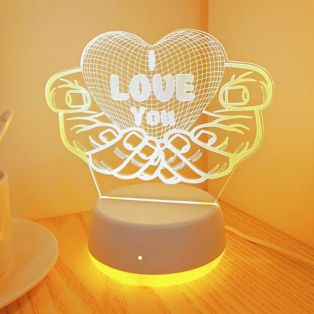I Love You "heart-shaped 3D night light, USB powered, bedroom decoration, anniversary and Valentine's Day gifts