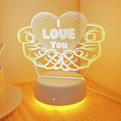I Love You "heart-shaped 3D Night Light, USB Powered, Bedroom Decoration, Anniversary and Valentine's Day Gifts