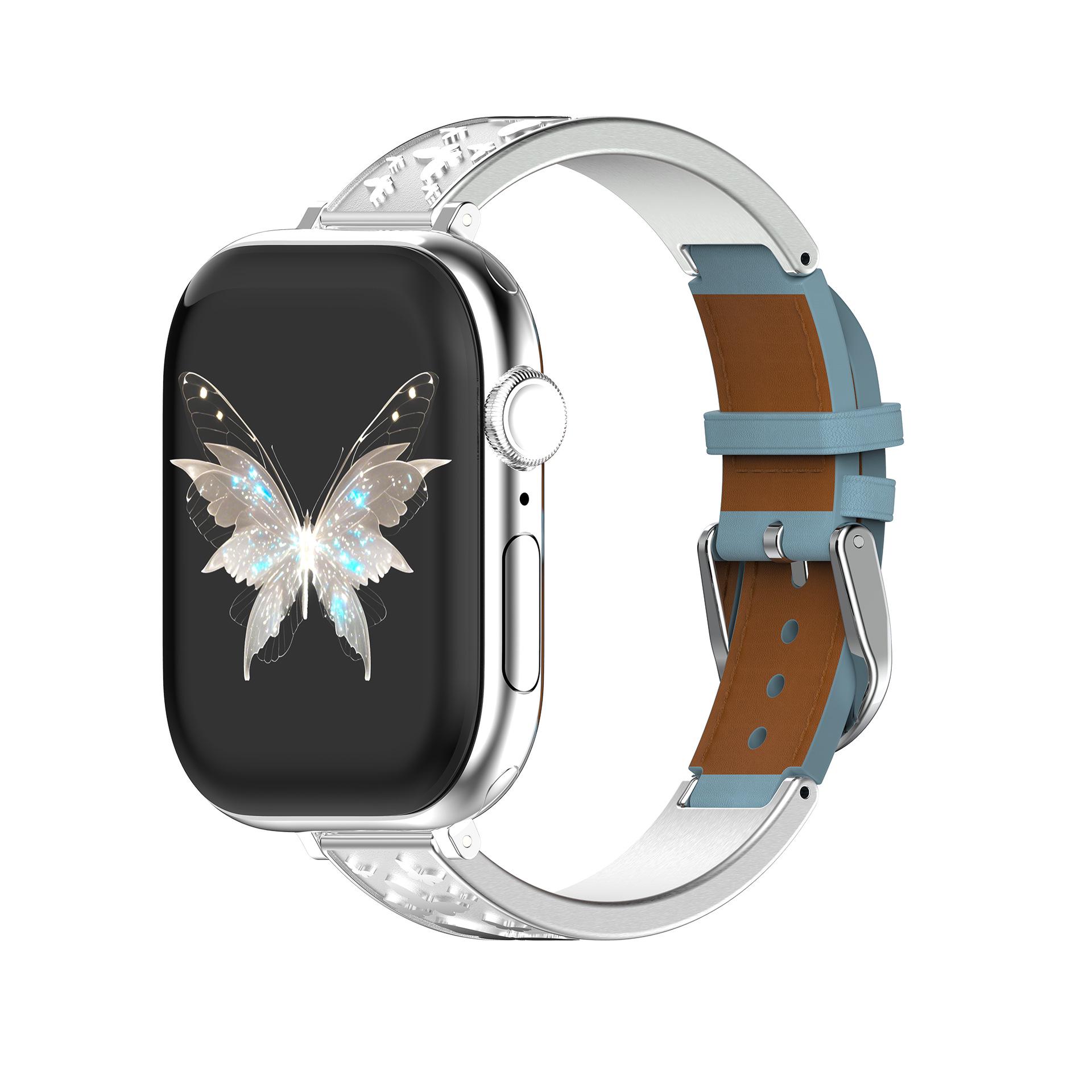 

Luxury Metal-Plated Leather Strap for Apple Watch 38-42(S10) срібний
