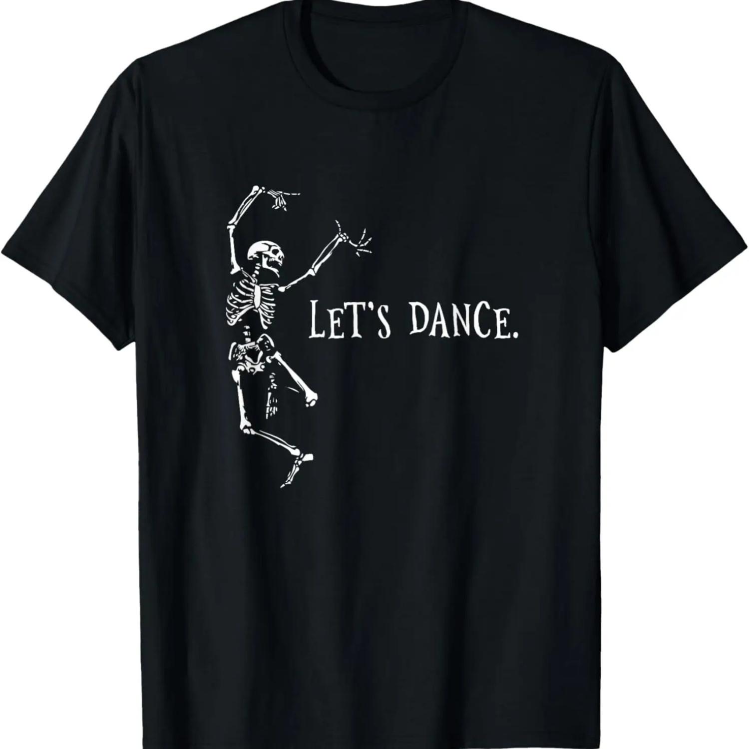 Let s Dance Dancing Skeletons T-shirt Halloween Tee T-Shirt S чёрный