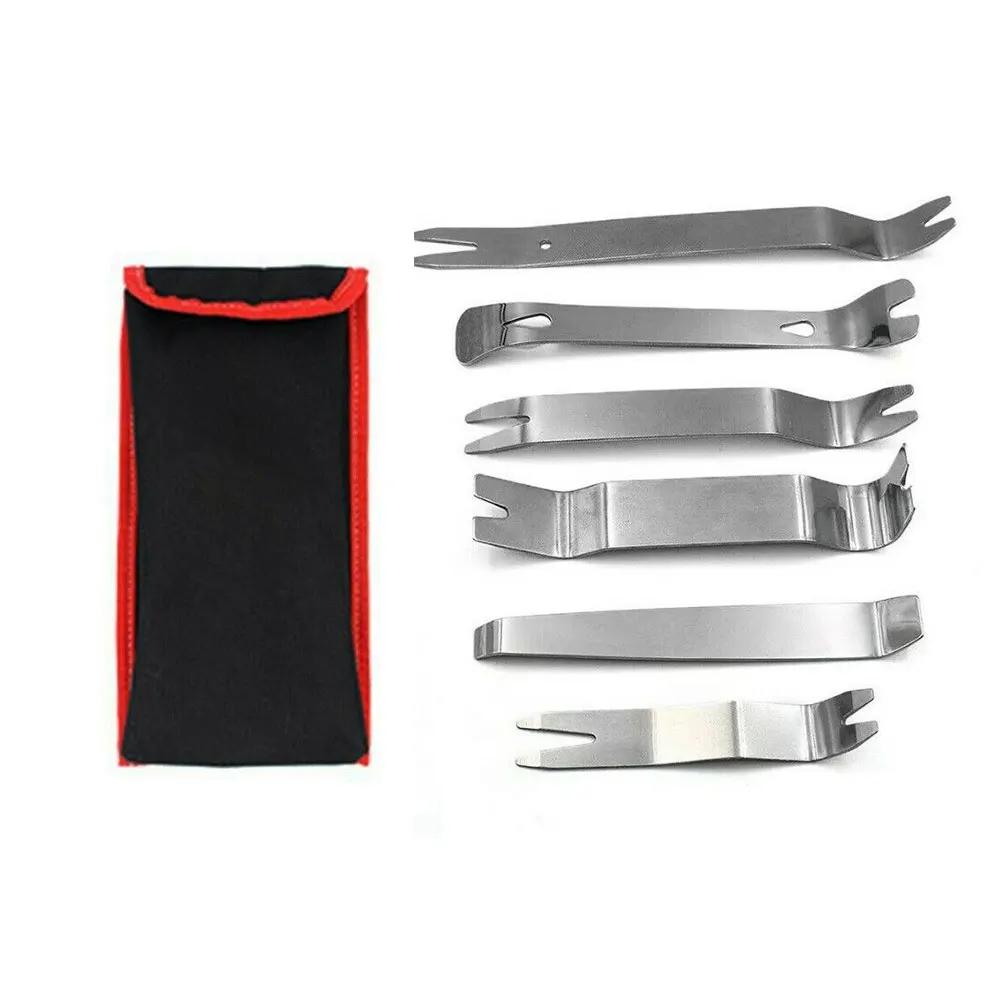 6Pcs Universal Car Inner Removal Tool Kit Car Radio Door Clip Panel Trim Dash Audio Removal Installer Pry Tool with Canvas Bag