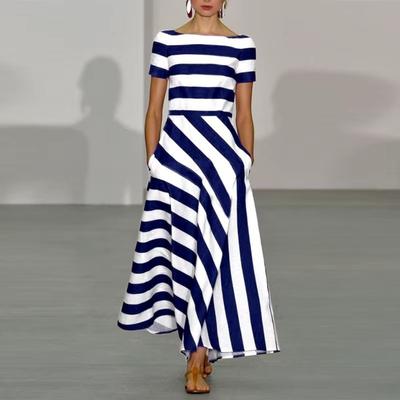 New Arrival Striped Maxi Dress for Women, Popular Casual Long Dress for European American, Fashion Women's Daily Dress