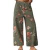 Herbst und Winter Damen lockere Jeans Blumenmuster Denim Neun-Punkt-Hose Weiter Bein Mittlere Taille Jeans