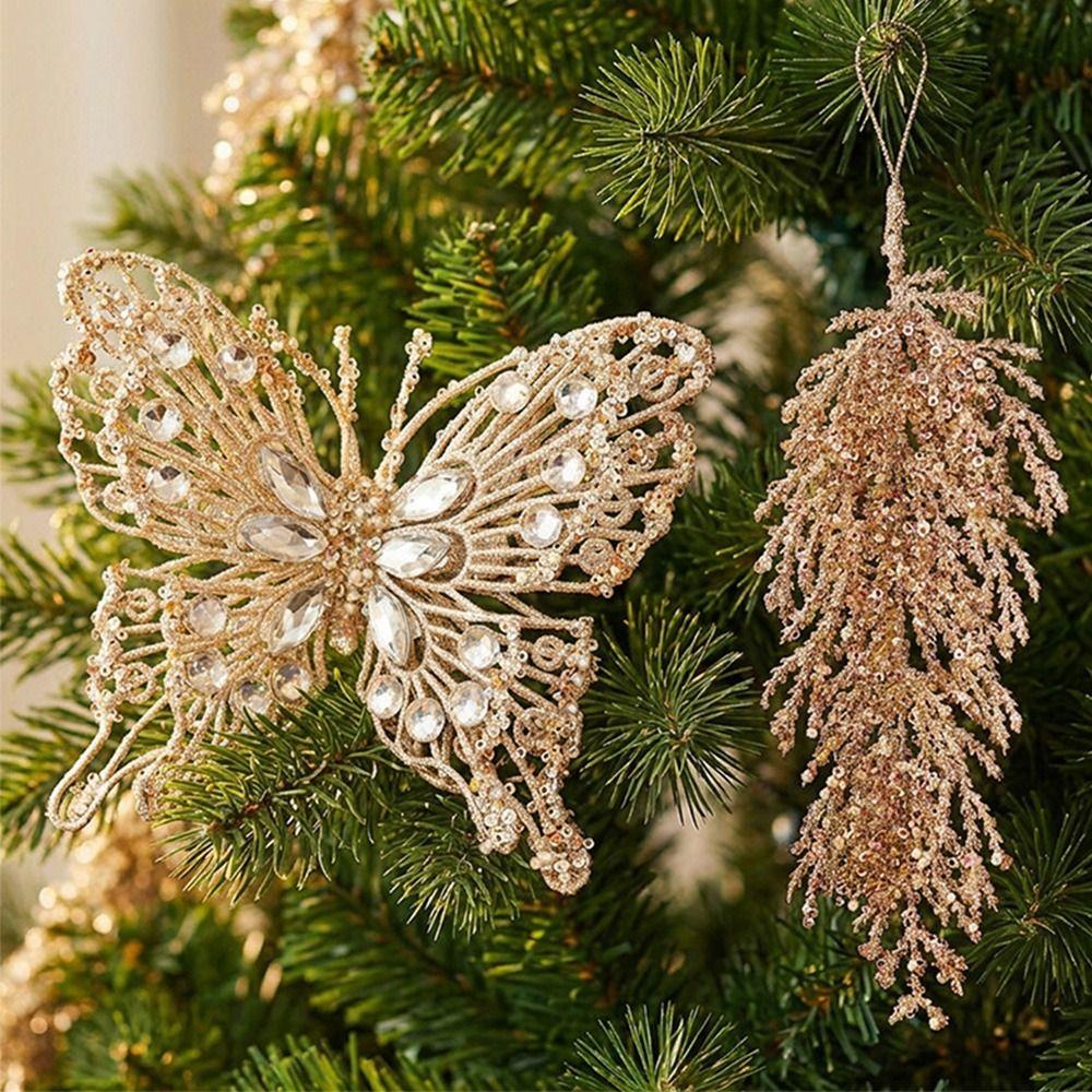 Kunststoff-Weihnachts-Schmetterlings-Ornament Leicht Wiederverwendbar Weihnachtsbaumschmuck Funkelnder Glitzer Schmetterling Hängedekoration