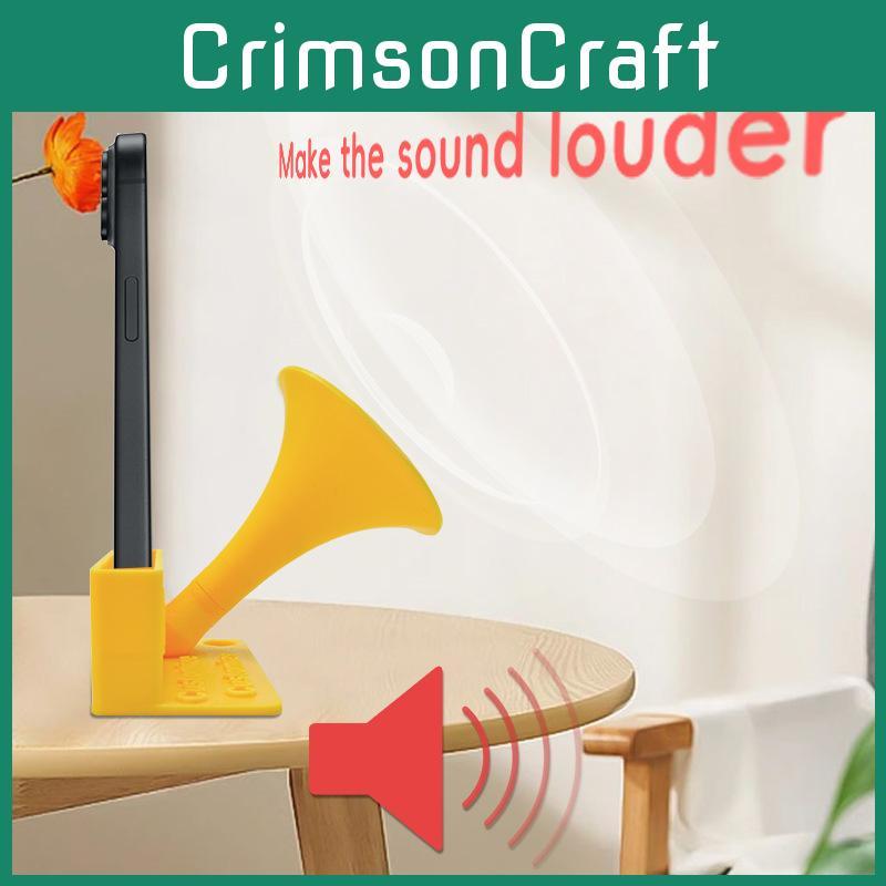 Yellow Plastic Portable Battery Free Speaker Desktop Phone Holder For Music