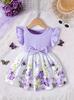 Baby Girls Floral Print Dress Casual Sleeveless Summer Princess Dress Cute Kids Clothing for Toddlers