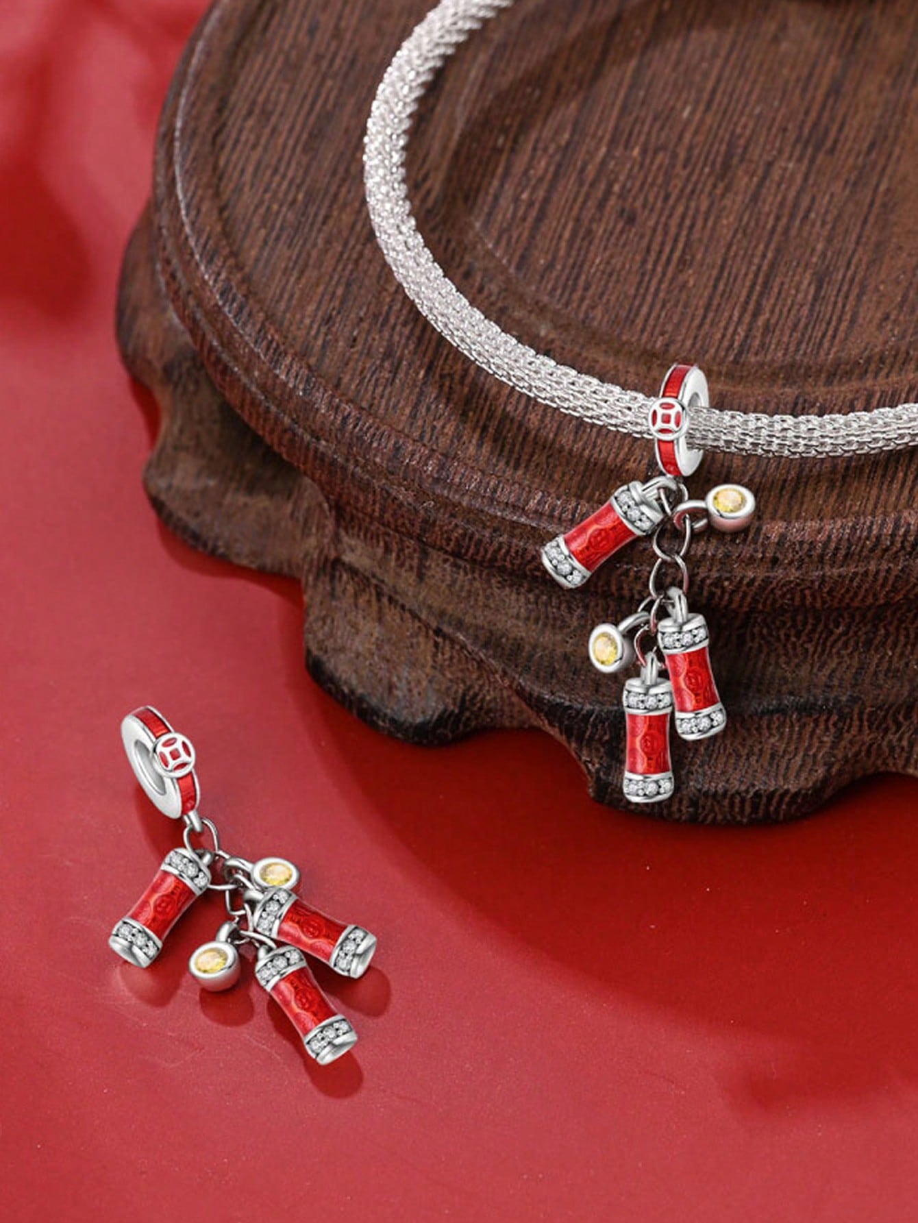 

Charm Bead Component Copper Metal Colors Brand New Year Lion Dance Bead Component Designed For Authentic Original Bracelet High Quality Fine Jewelry
