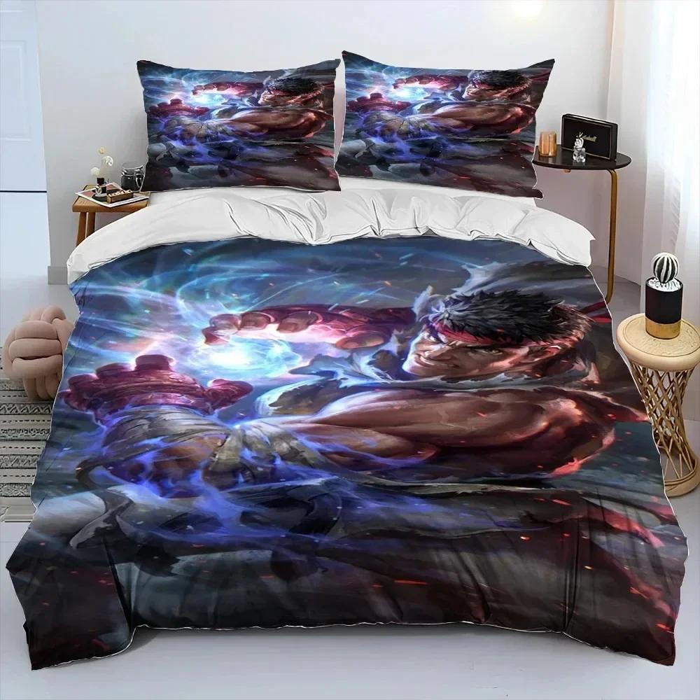 3D Print Street Fighter Retro Game Comfortable Duvet Quilt Cover Pillowcase Bedding Set Children Bedroom Decoration Home Textile