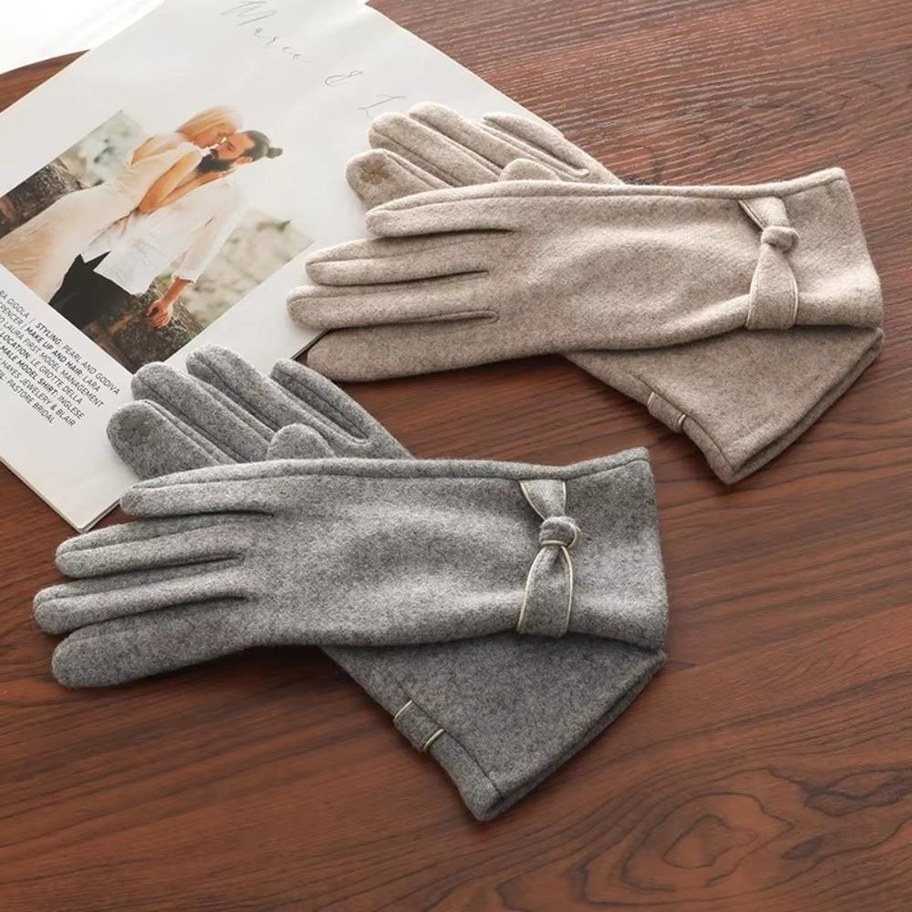 Velvet Lined Women Winter Gloves Thickened Touch Screen Gloves for Winter Use