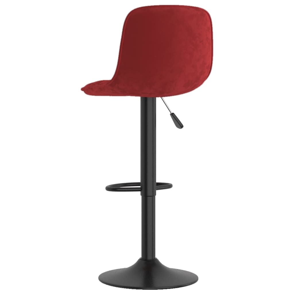 Bar Stool Set of 2 Wine Red Velvet