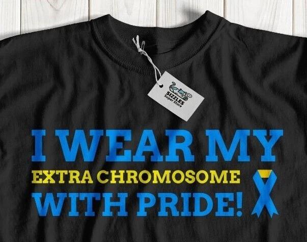 Unisex Down syndrome Awareness T-Shirt Extra Chromosome Gifts Ribbon Parent M