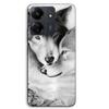 Phone Case - MANIACASE - Xiaomi Redmi 13C 4G - TPU Silicone - Black and White Wolf and She-wolf Pattern - Black