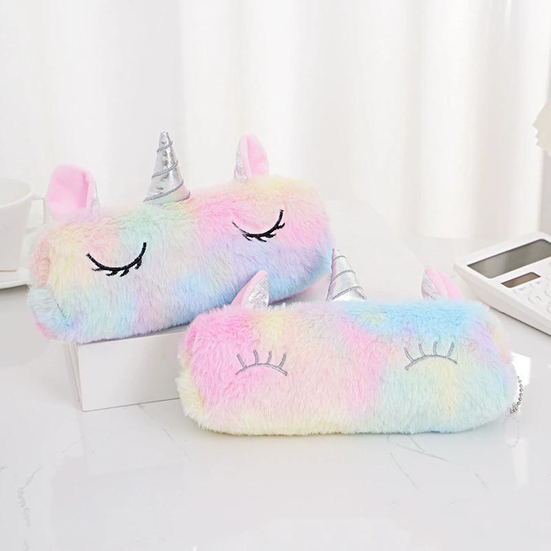 WTEMPO Autumn Winter Soft Short Plush Cute Octagonal Zipper Pen Cases Makeup Storage Bags Graduation Season Back-to-school Season Gifts