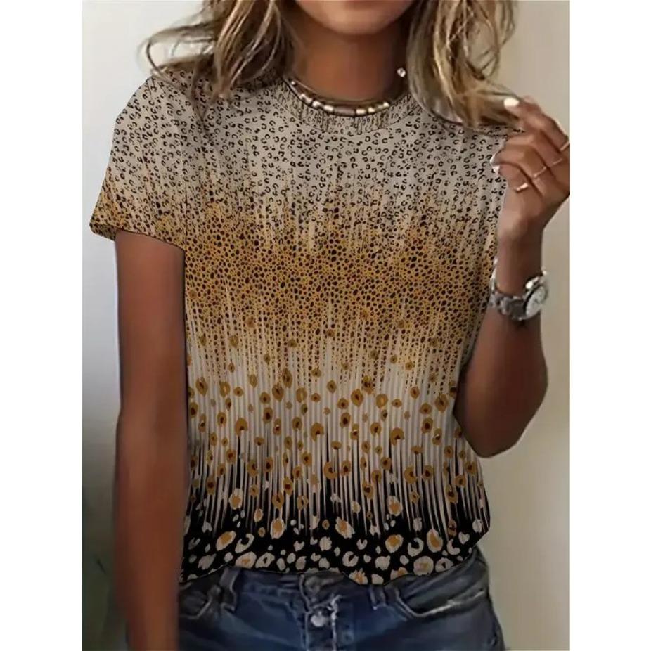 

Удобная женская футболка с 3D ретро-принтом, футболки с коротким рукавом, дышащий топ 6XL