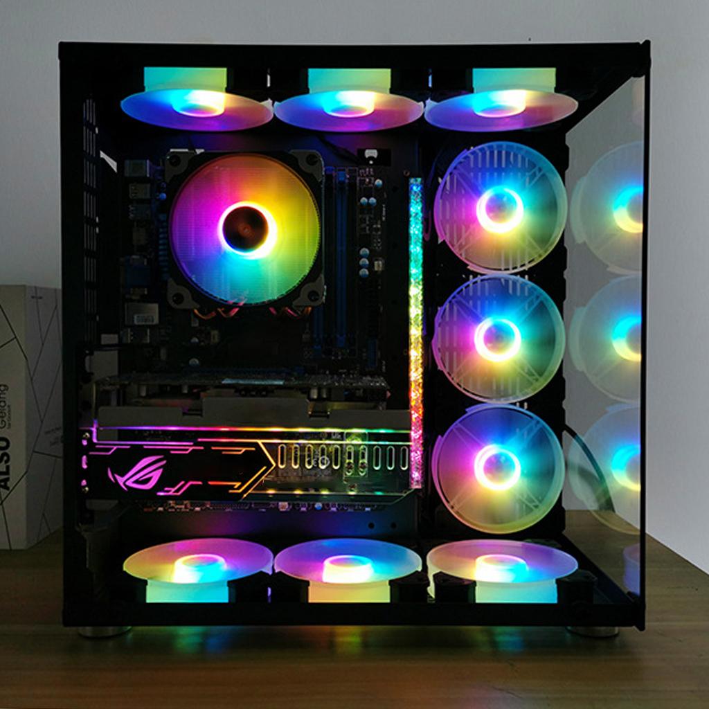 12cm Desktop PC Computer for Case Cooling Fan LED Lights Color Changing RGB Chassis Fan Controller Remote Control