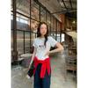 Spring 2025 Cute Cartoon Print Short-Sleeved Girlish T-Shirt