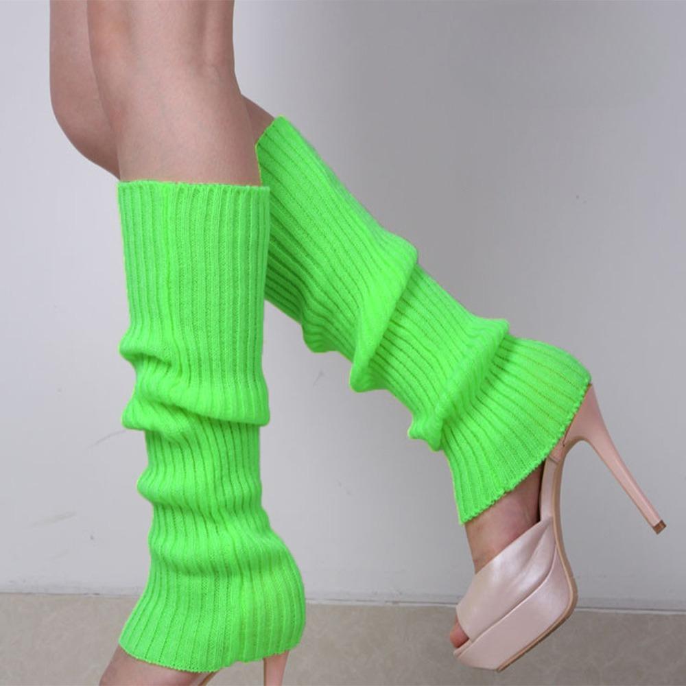 Winter Warm Knitted Leg Warmers Loose Style Lady Boot Knee Stockings Leggings Warm Boots Leg Punk Solid Black Cool Long Socks