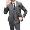 Britisch-koreanische Plaid-Männer (Anzug + Weste + Hose) Stilvoller und schöner dreiteiliger Business-Casual-Anzug