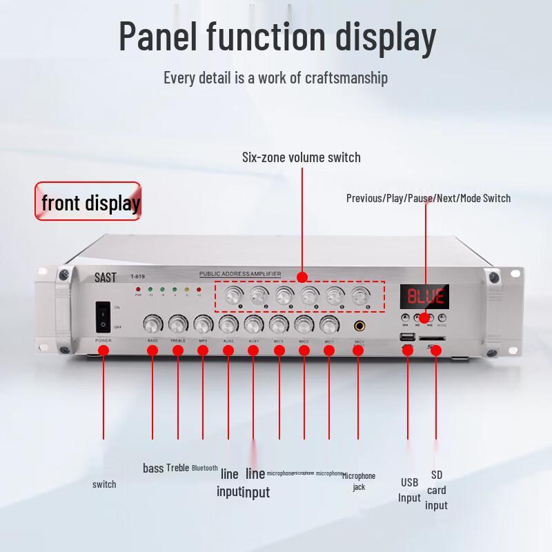 SAST ST-619 300W Bluetooth Public Address Amplifier CN Plug (adapter Included)