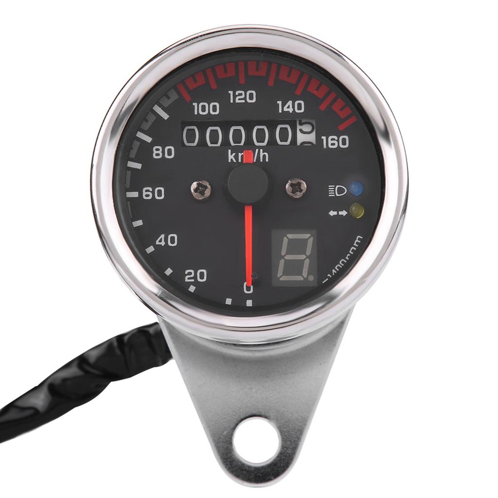 Motorcycle Digital Odometer Speedometer Tachometer Gauge with LED Indicator Black