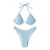 New Strap-Up Halter Beach Bikini Multi-Color Steel Tray Triangle Split Swimsuit Swimsuit