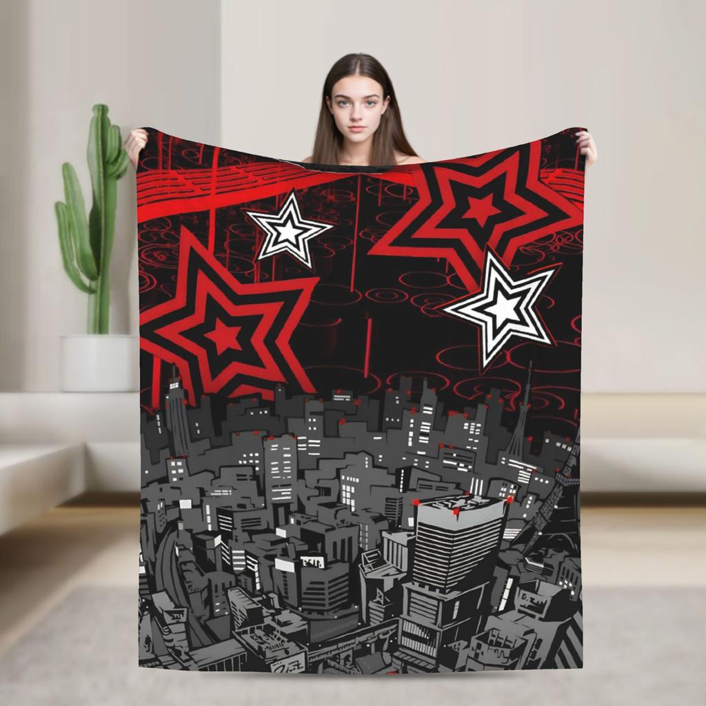 Anime P-Persona 5 Blanket  Soft Street Trend Plush Throw Blanket For Outdoor Travel Flannel Bedspread Bed Cover