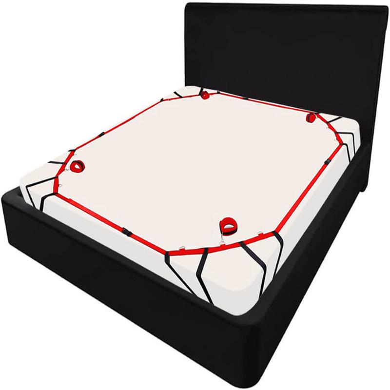 Verbesserte Vier-Ecken-Bettfesseln mit Tauchmaterial-Handschellen für Erwachsene