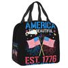 Custom America The Beautiful 1776 4th Of July Insulated Lunch Bags for Women Resuable Thermal Cooler Food Lunch Box