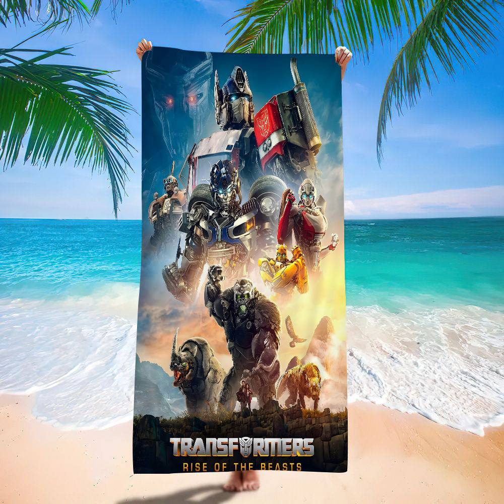 Transformers Rise of the Beasts Series Film Blanket Quick Drying Beach Towels Oversized Printing Super Pool Towel Blanket