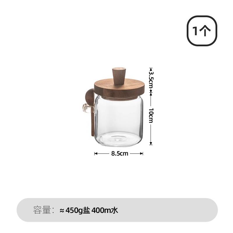 Glass Pot Kitchen Food Grade Sealed Glass Jar Coffee Powder Seasoning Storage Jar Acacia Wood Honey Jar