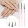 3pcs Nail Art Dotting Liner Brush UV Gel Painting Pen Drawing Tool Set Rhinestone Handle (Pink)