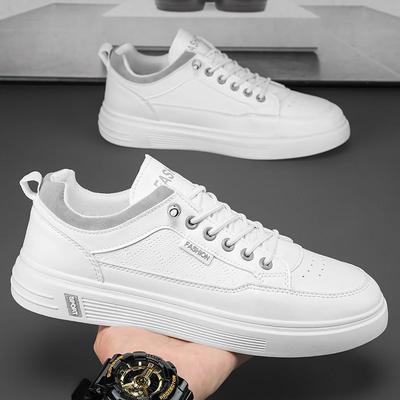Fashion Leather Men White Sneakers Breathable Skateboarding Shoes Mens Outdoor Walking Running Shoes Couple Casual Shoes 38-44