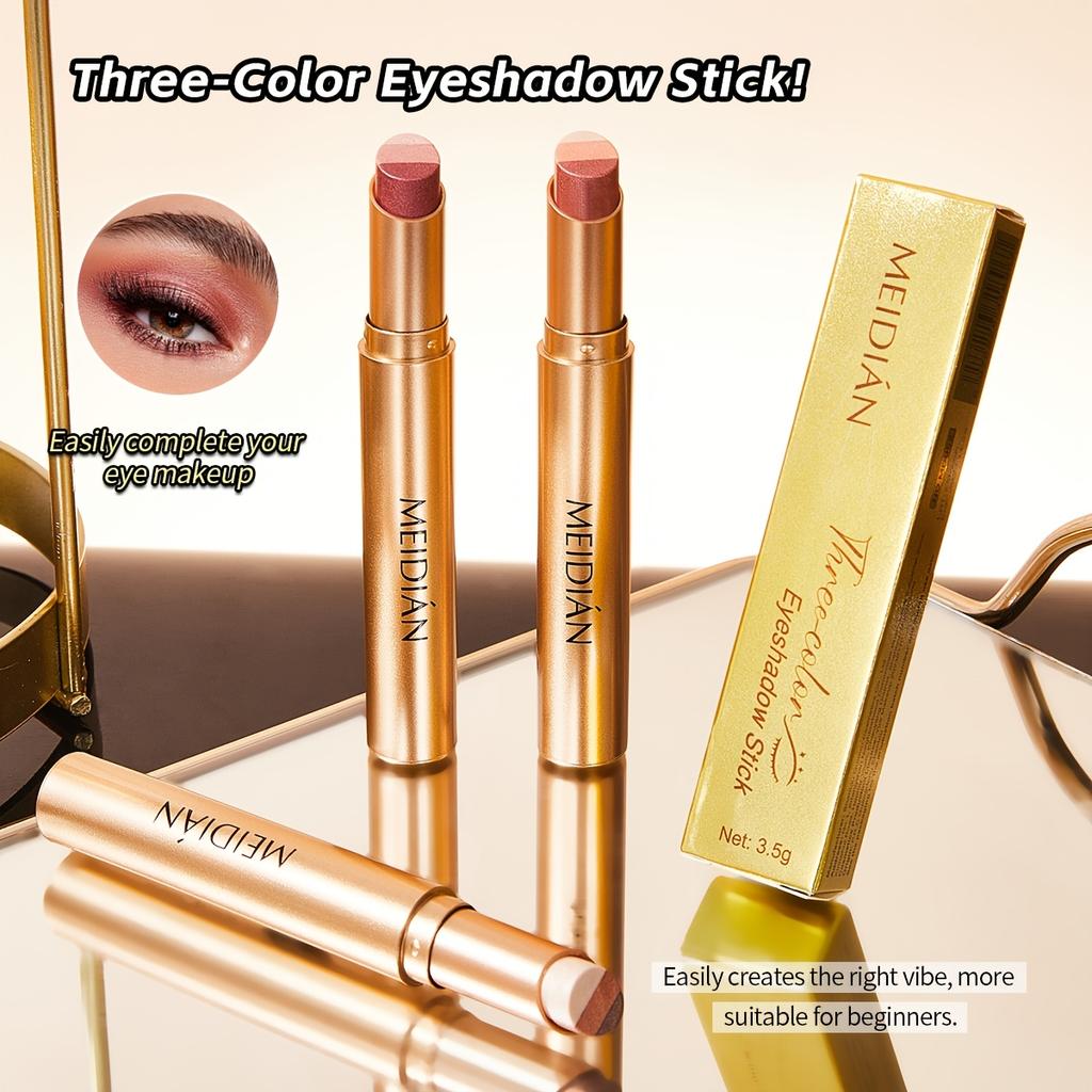 3barevná perleťová třpytivá tyčinka na oční stíny, voděodolná, odolná proti potu, nerozmazávací, dlouhotrvající, stálobarevná tyčinka na oční stíny, líčení očí