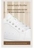 Men's White 8CM Height-Increasing Round Toe Microfiber Lace-up Casual Shoes with Thick Sole