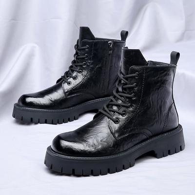 Modne, gorące buty męskie z prawdziwej skóry, zimowe, wysokiej jakości podeszwy, buty wysokie, męskie buty motocyklowe, modne buty do odzieży roboczej