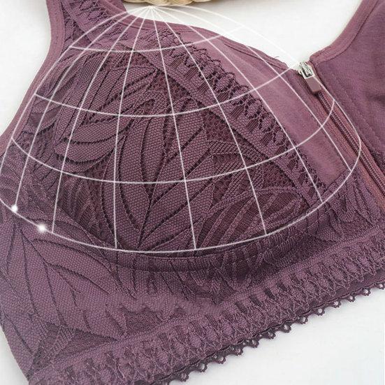Women Solid Color Bra with Chest Pad No Steel Ring Traceless Breathable Underwear Non-slip Adjustable