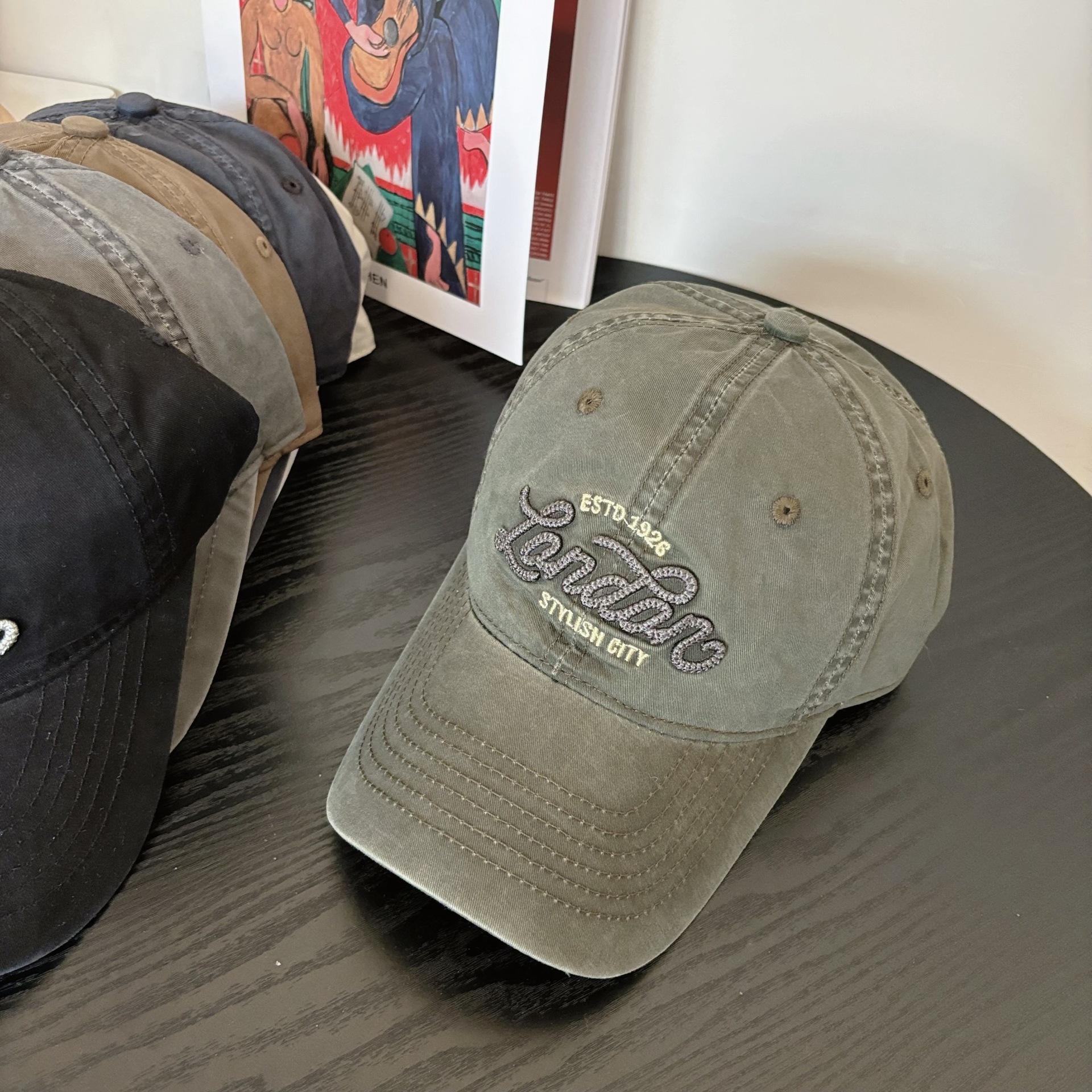 

Fashion letter embroidered large brim washed baseball cap, men s and women s outdoor leisure versatile thin breathable curved brim hat M（56-58cm） армия зеленый