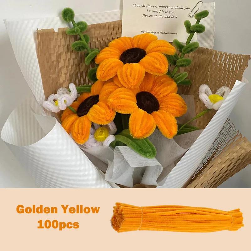 100Pcs Colorful Chenille Stems Pipe Cleaners Plush Tinsel Stem Wired Twist Sticks Hair Strip Diy Craft Educational Toys Handmade