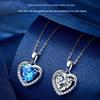 Korean Blue Crystal Heart Necklace 'Heart of the Ocean' - Elegant Clavicle Chain, Perfect Gift for Women, Best Friends, or Girlfriends