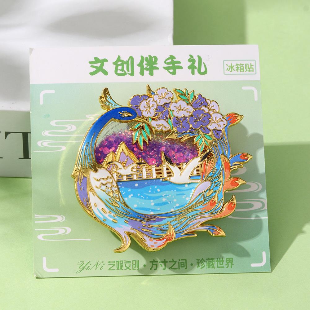 Yunnan merchandise quicksand metal refrigerator sticker magnet strong suction Kunming Internet celebrity clock in tourist attractions souvenirs